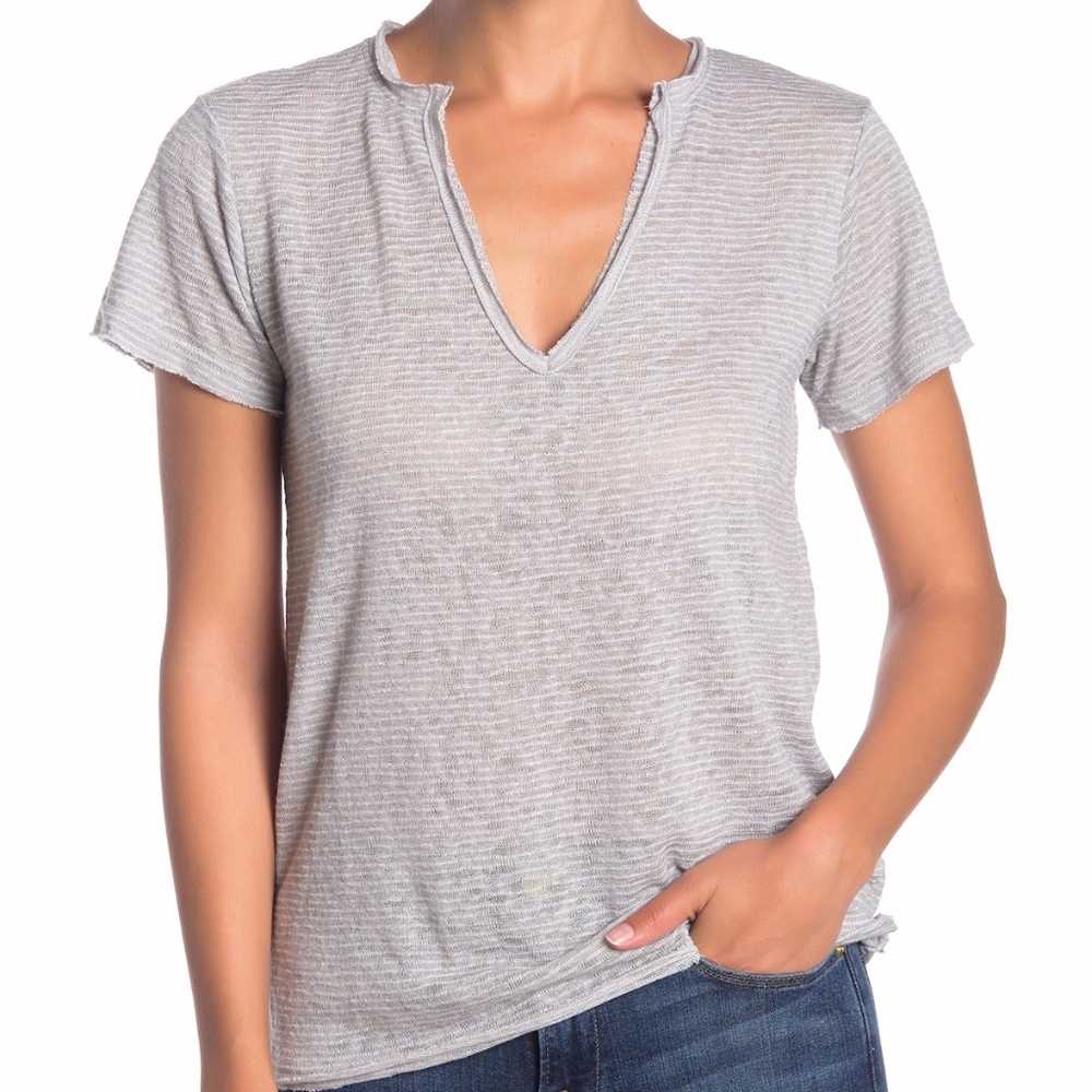 PST by Project Social T Striped Textured Split Nec